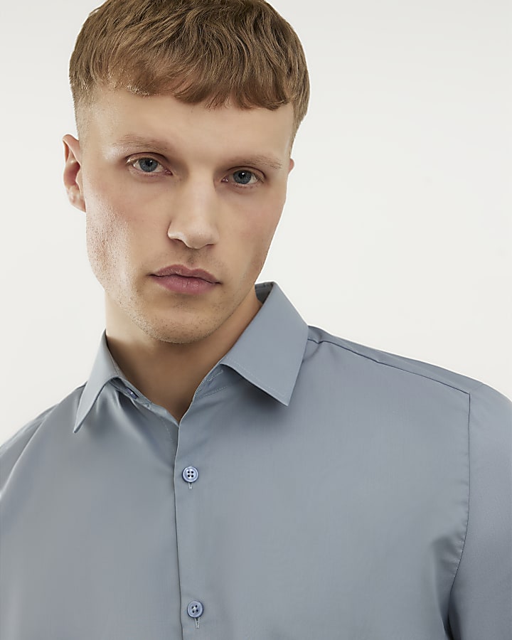 Grey Slim Fit Long Sleeve Shirt