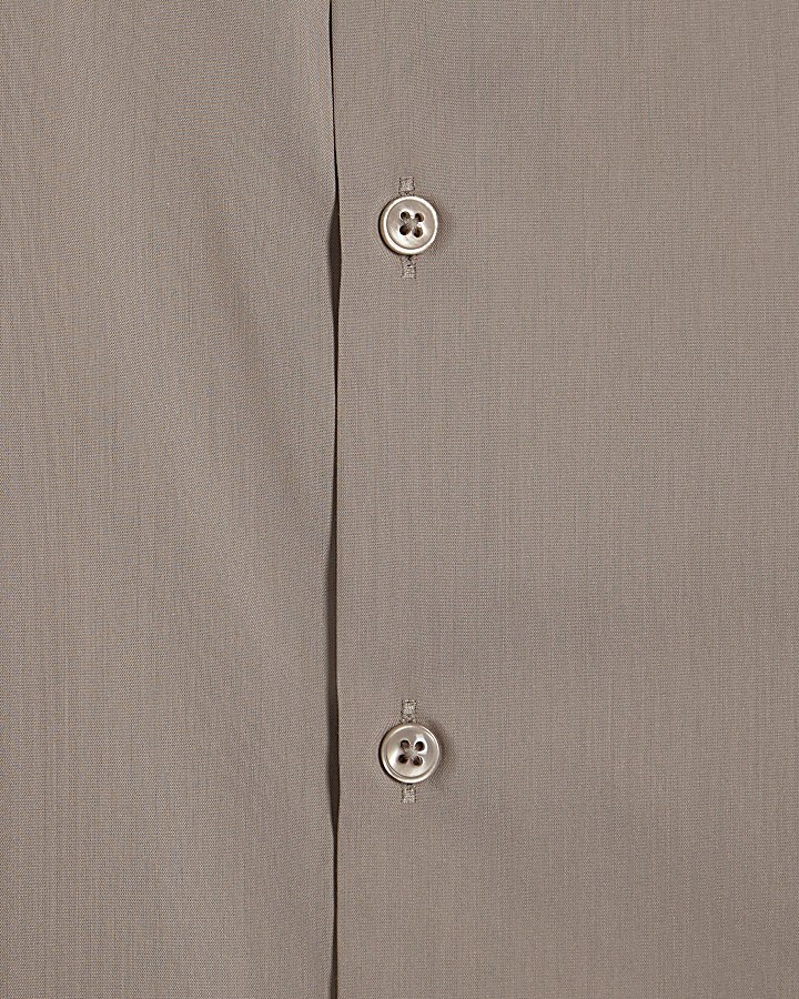 Beige Slim Fit Long Sleeve Shirt