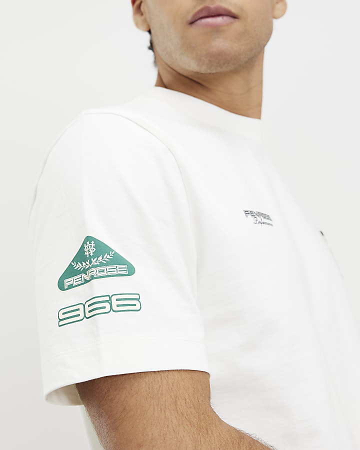 White Regular Fit Penrose Crest T-shirt