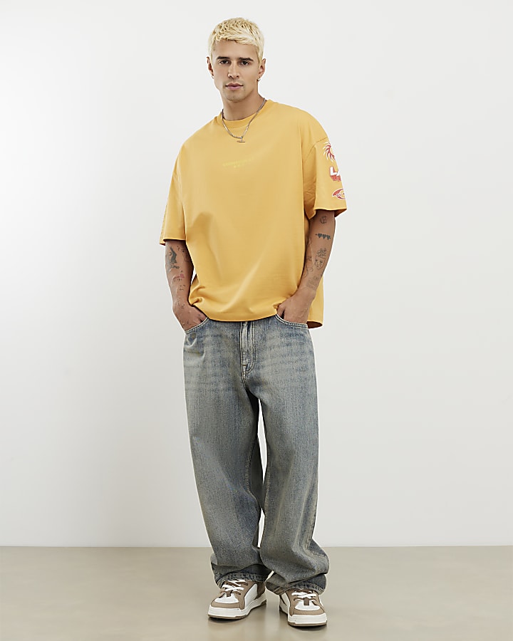 Yellow Oversized Fit 92 Photo Patch T-Shirt