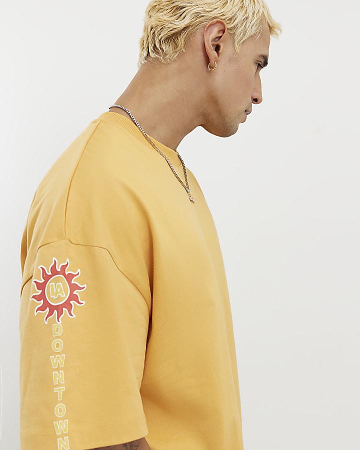 Yellow Oversized Fit 92 Photo Patch T-Shirt