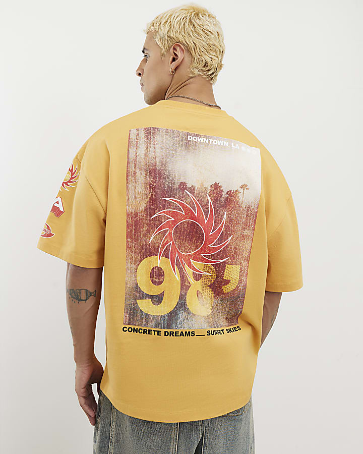 Yellow Oversized Fit 92 Photo Patch T-Shirt