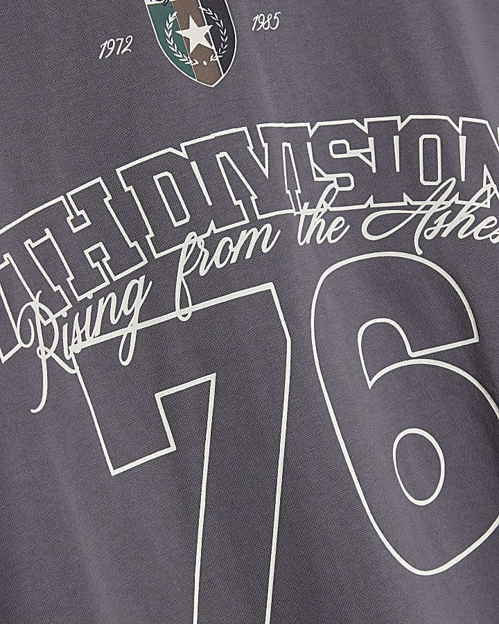 Grey Double Layered Number 76 Check T-Shirt