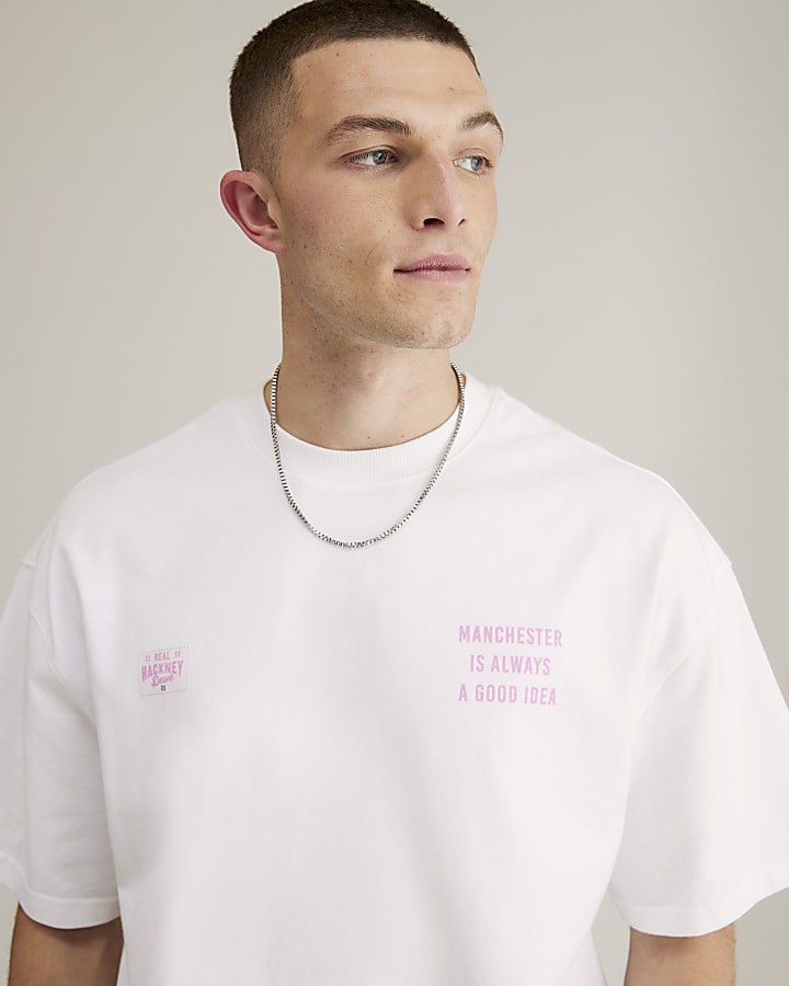 Real Hackney Dave White Manchester T-Shirt