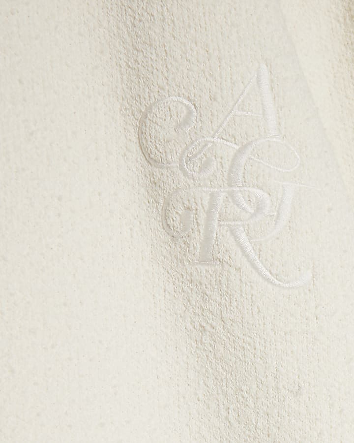 Cream Slim Fit Boucle Cardigan