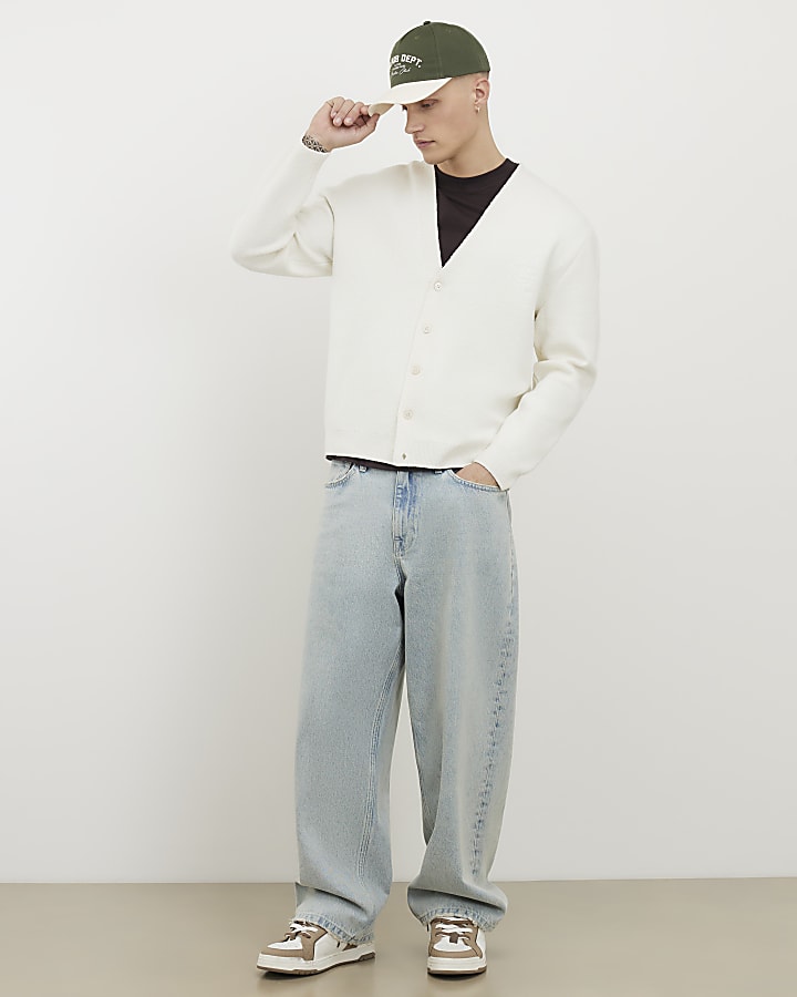 Beige Slim Fit Boucle Cardigan