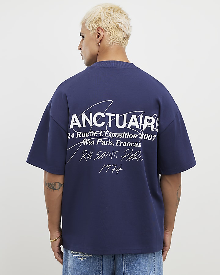 Navy Oversized Fit Sanctuaire T-Shirt