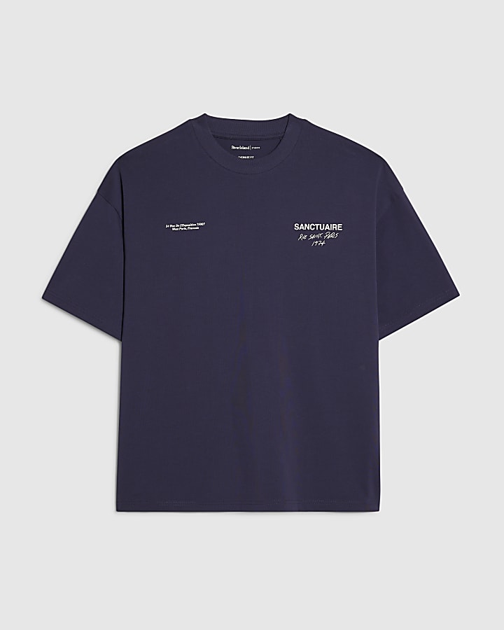 Navy Oversized Fit Sanctuaire T-Shirt