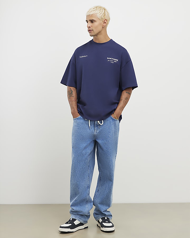 Navy Oversized Fit Sanctuaire T-Shirt