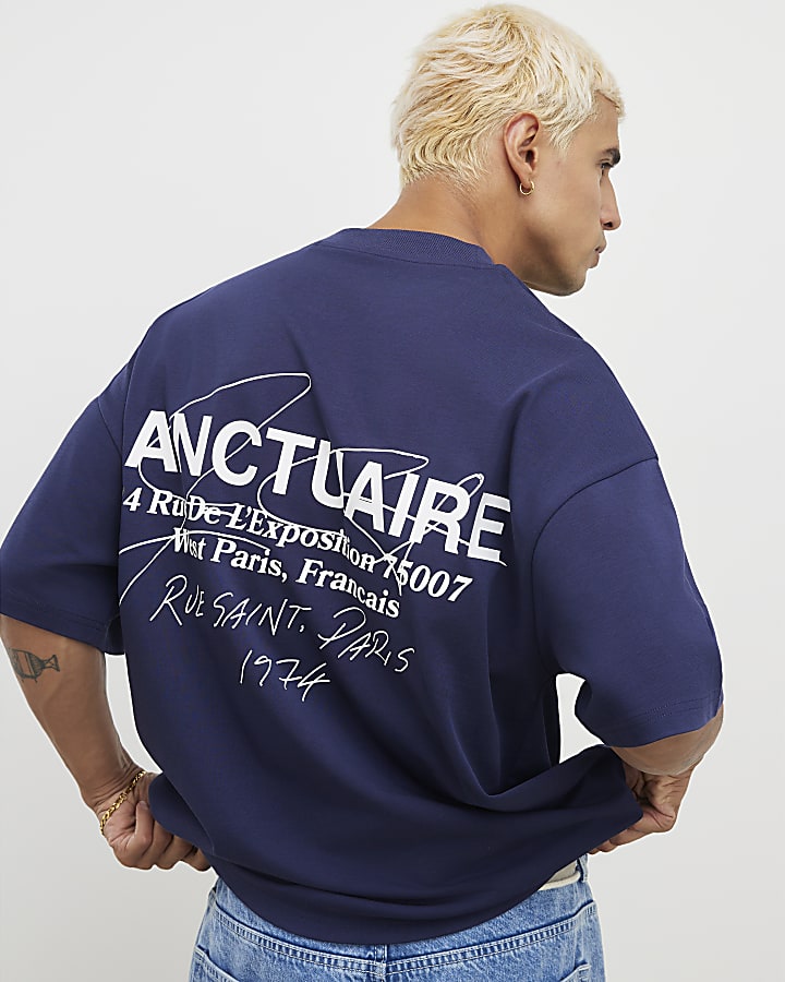 Navy Oversized Fit Sanctuaire T-Shirt