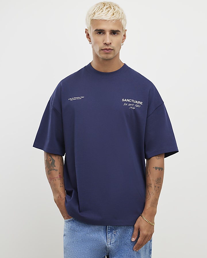 Navy Oversized Fit Sanctuaire T-Shirt