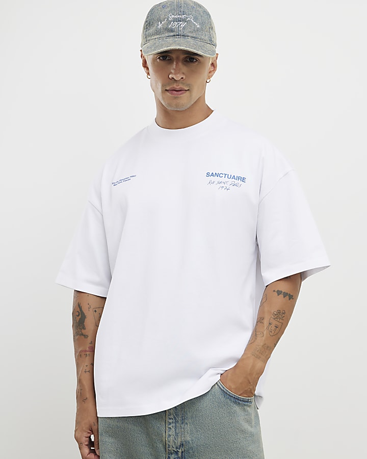 White Oversized Fit Sanctuaire T-Shirt