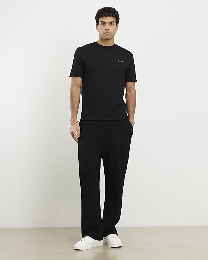Black Slim Fit Textured Ame Saint T-Shirt