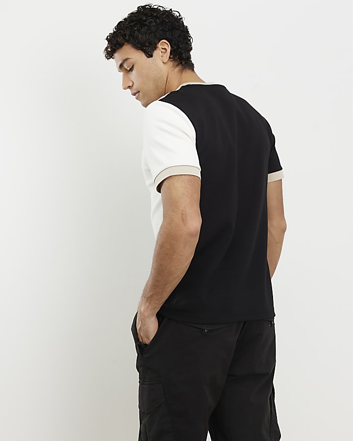 Black Slim Fit Blocked T-shirt