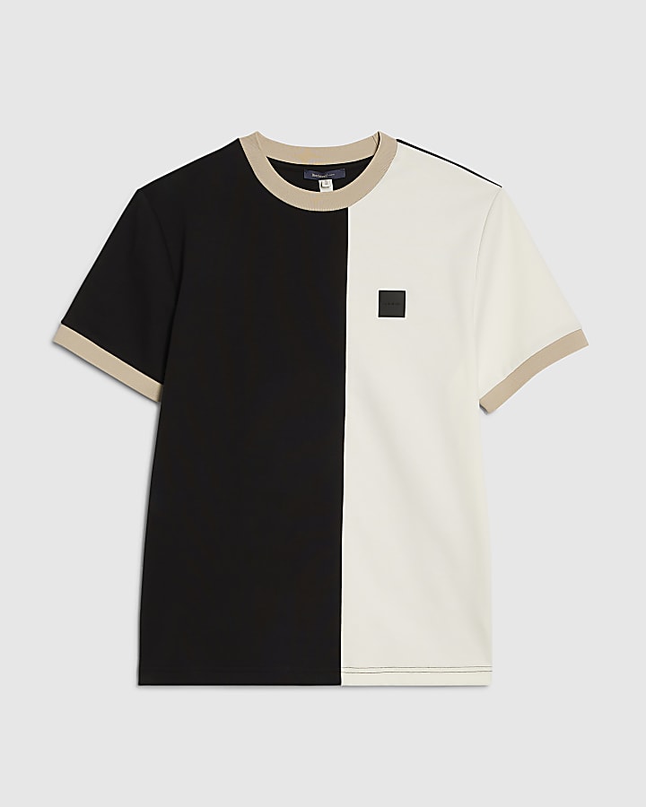 Black Slim Fit Blocked T-shirt
