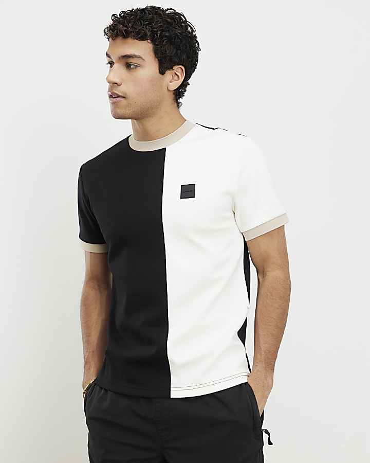 Black Slim Fit Blocked T-shirt