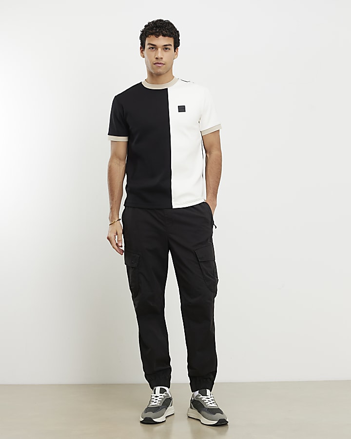 Black Slim Fit Blocked T-shirt