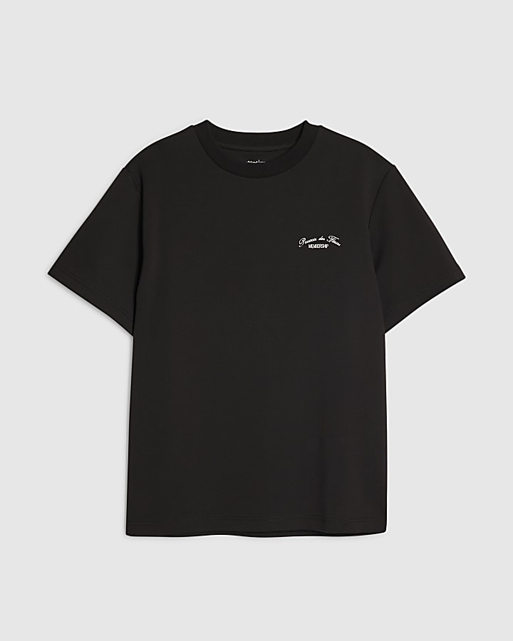 Black Regular FIt Membership Floral T-Shirt