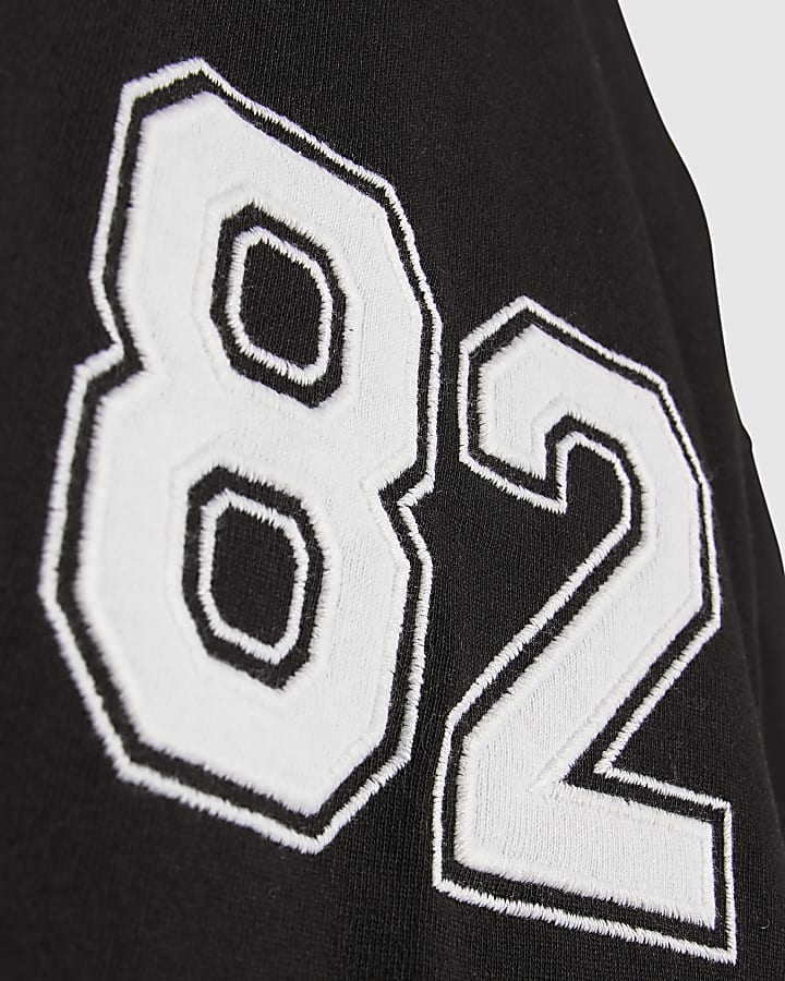 Black Oversized Fit 72 Stripe T-Shirt