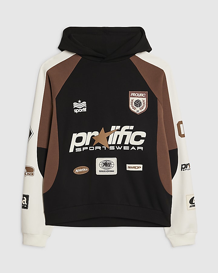 Black Oversized Fit Panel Hoodie