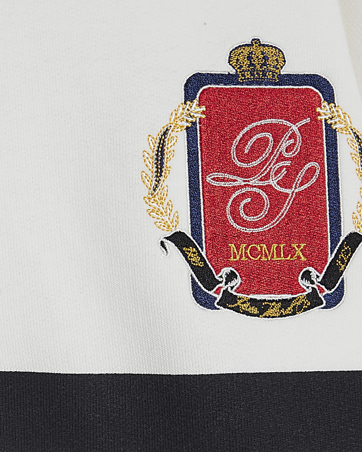 White Oversized Fit Colour Block Polo Shirt