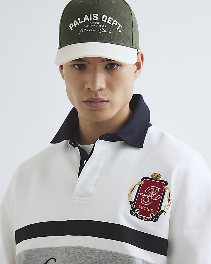 White Oversized Fit Colour Block Polo Shirt