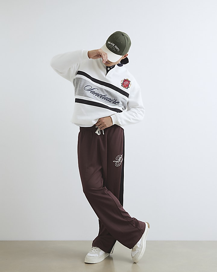 White Oversized Fit Colour Block Polo Shirt