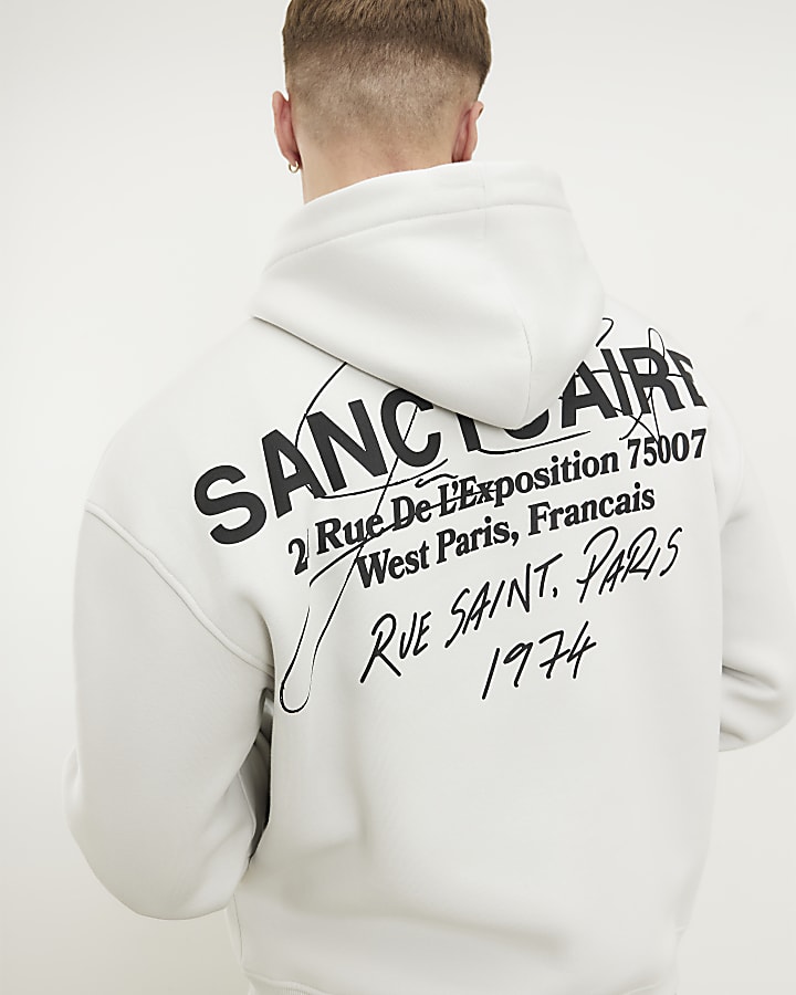 Grey Oversized Fit Sanctuaire Hoodie