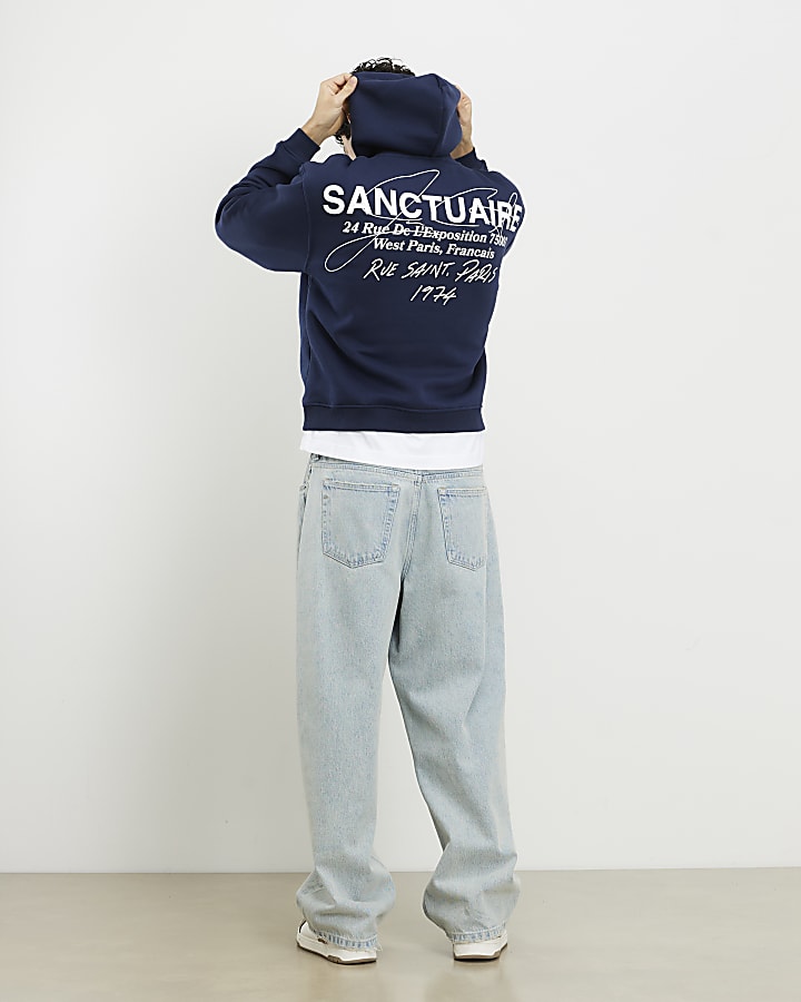 Navy Oversized Fit Sanctuaire Hoodie