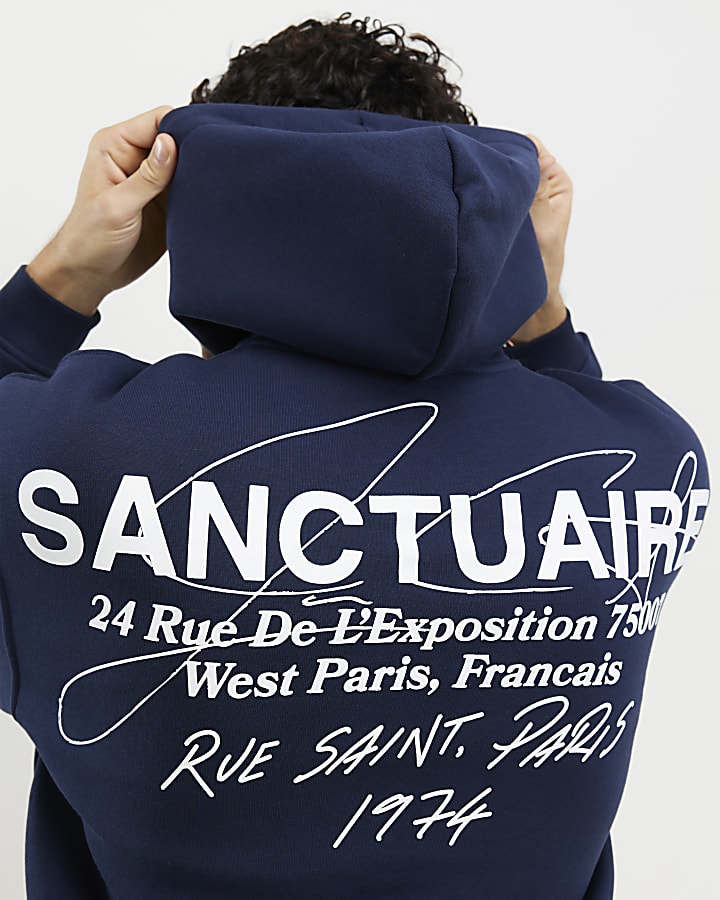 Navy Oversized Fit Sanctuaire Hoodie