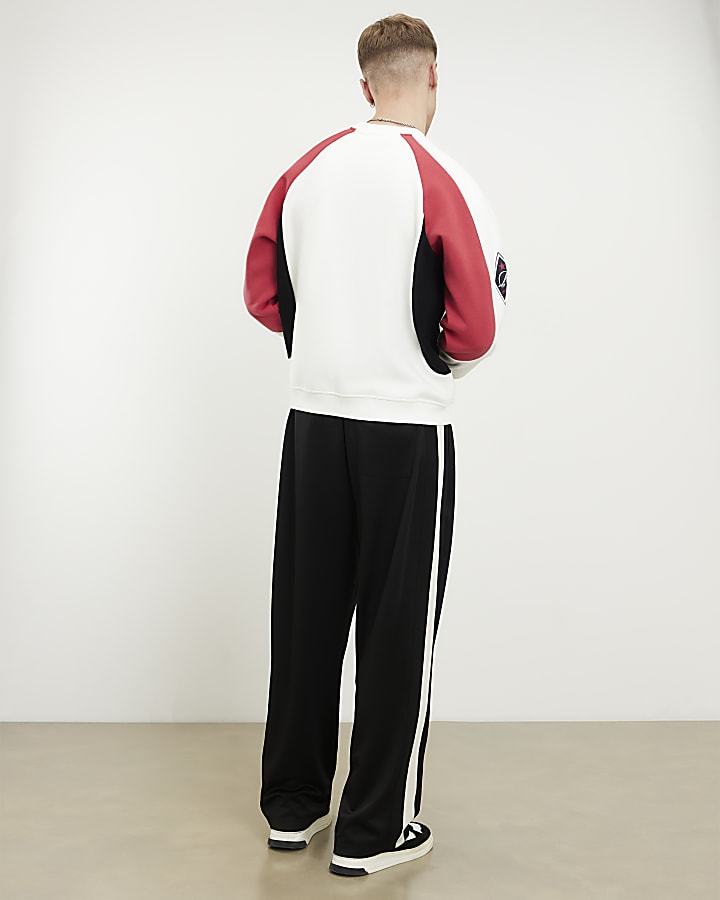 Black Oversized Wide Leg Side Stripe Joggers