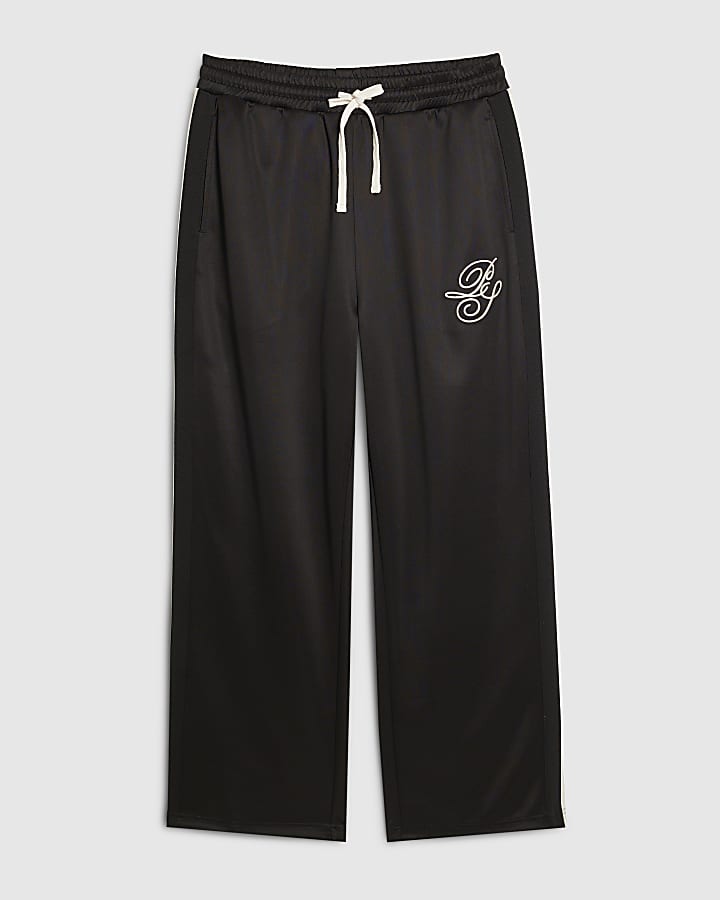 Black Oversized Wide Leg Side Stripe Joggers