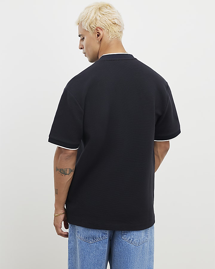 Navy Regular Fit Football T-Shirt