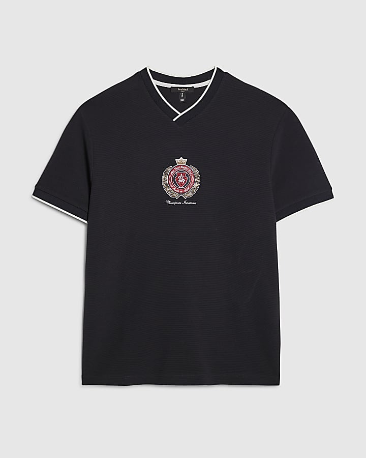 Navy Regular Fit Football T-Shirt