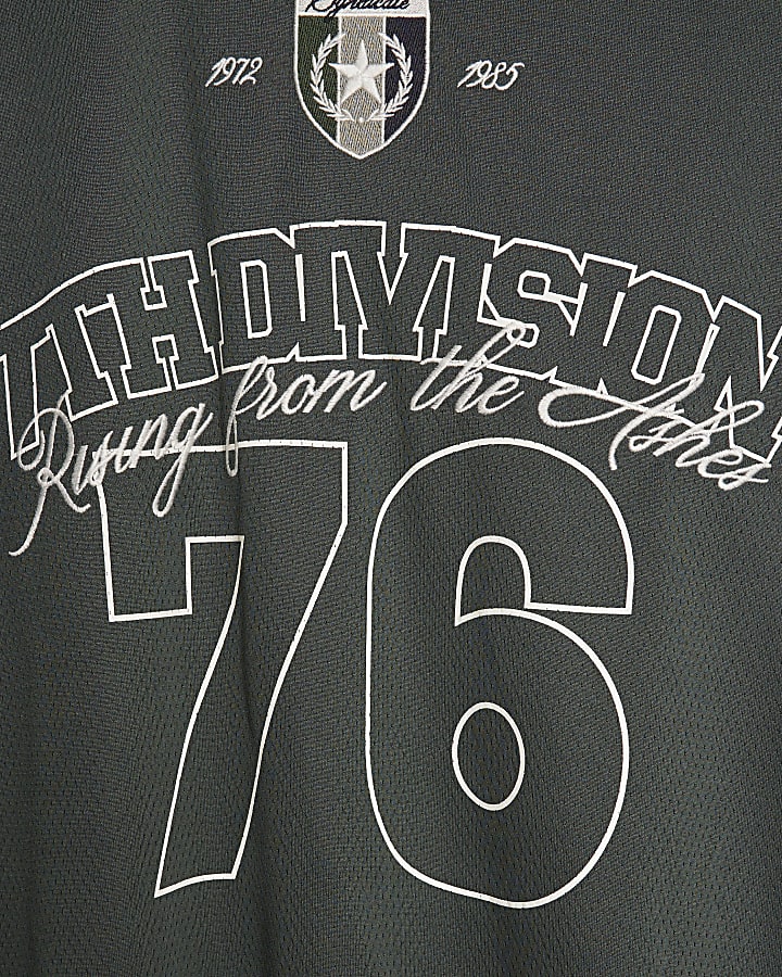 Green Oversized Fit Mesh 7th Division T-Shirt