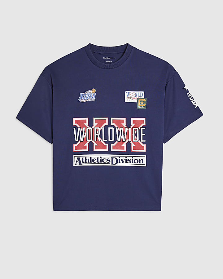 Navy Oversized Fit Sports T-Shirt