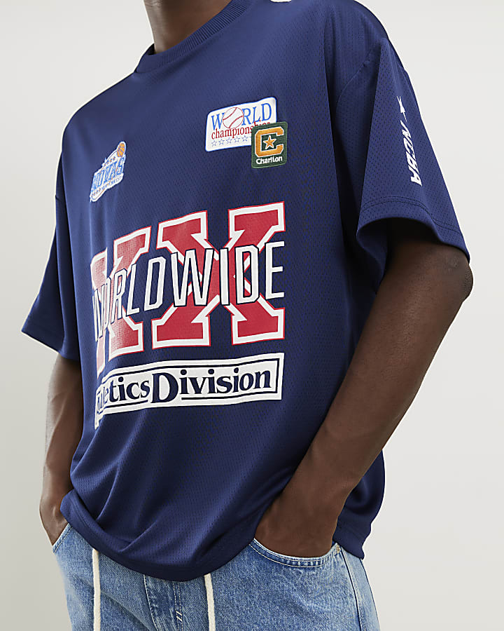 Navy Oversized Fit Sports T-Shirt