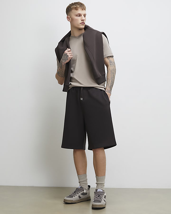 Beige Slim Fit V Neck T-Shirt