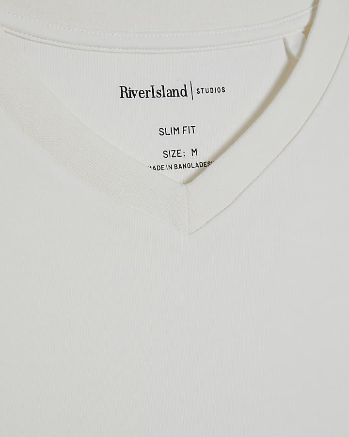 White Essential Slim Fit V Neck T-Shirt