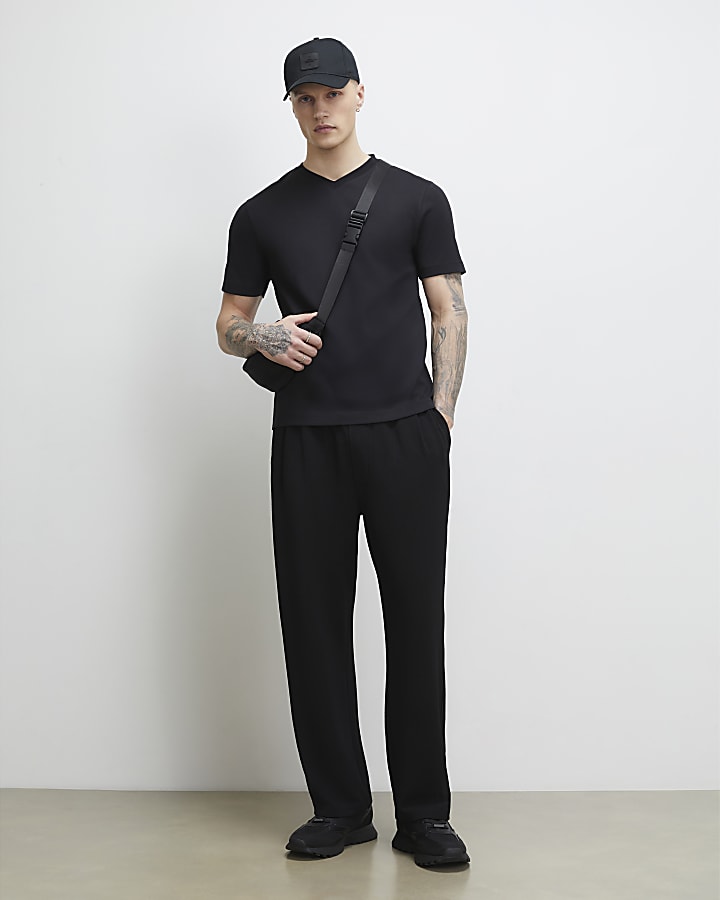 Black Essential Slim Fit V Neck T-Shirt