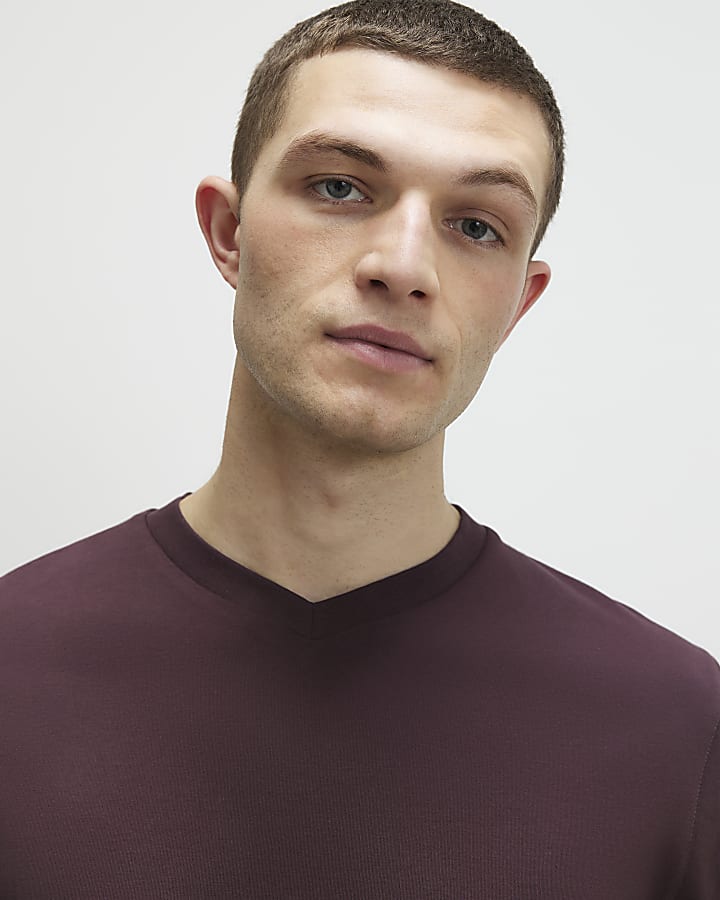 Red Essential Slim Fit V Neck T-Shirt