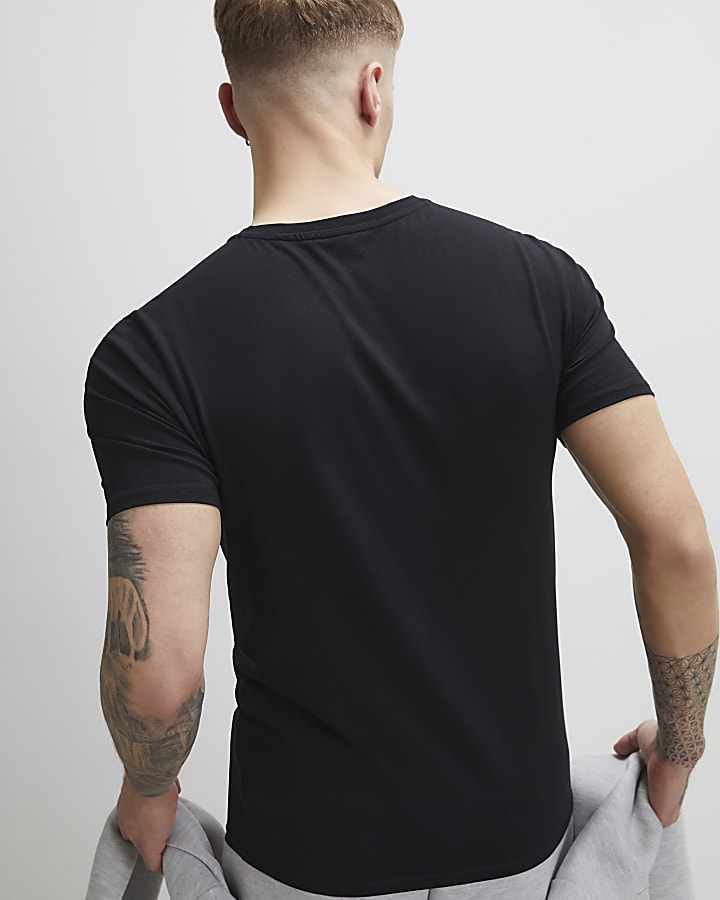 Black Essential Muscle Fit V Neck T-Shirt
