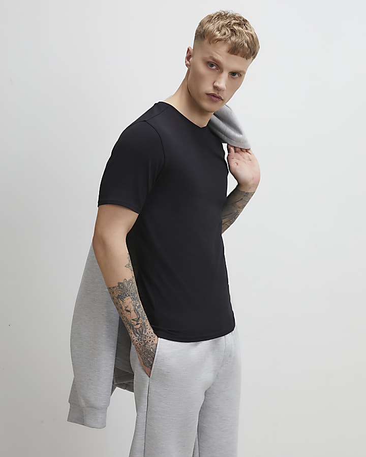 Black Essential Muscle Fit V Neck T-Shirt