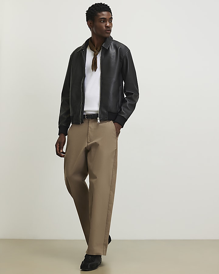 Black Faux Leather Zip Jacket