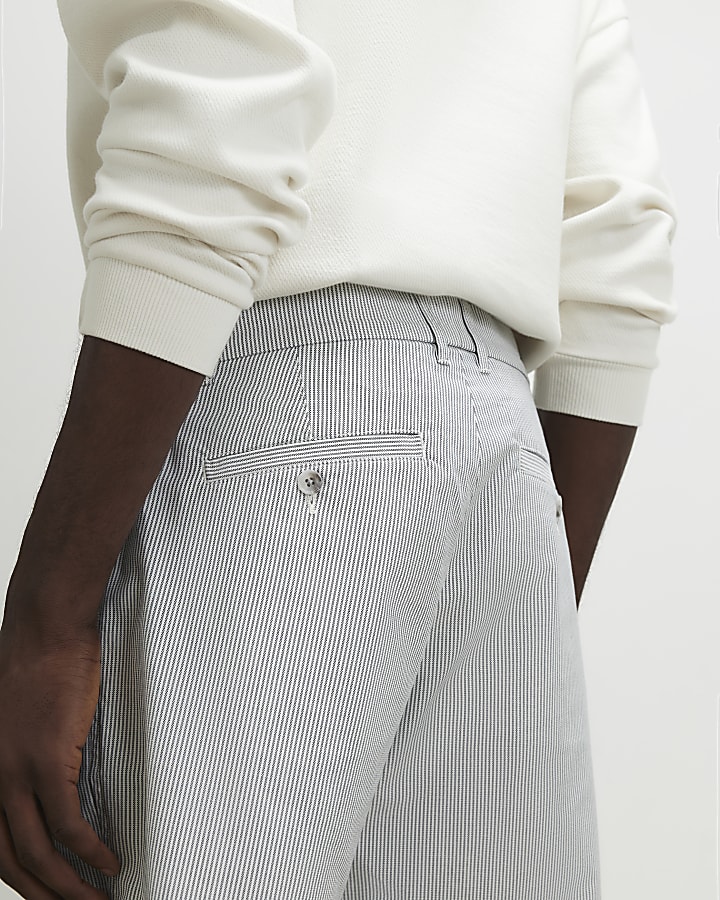 Blue Slim Fit Stripe Shorts