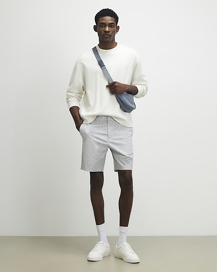 Blue Slim Fit Stripe Shorts