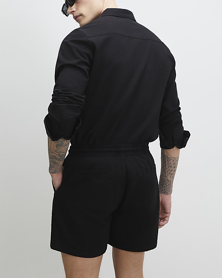 Black Regular Fit Shorter Length Shorts