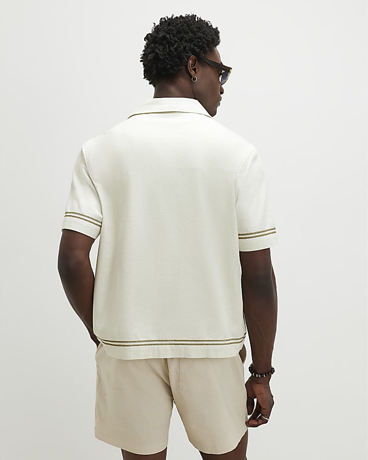 Cream Regular Fit Shorter Length Shorts