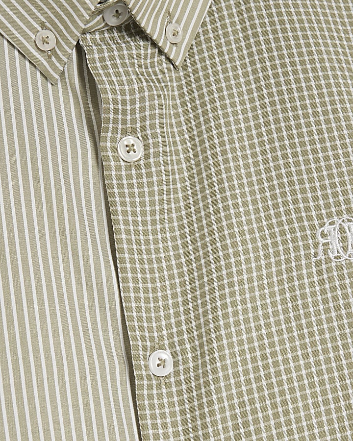 Green Slim Fit Spliced RR Shirt