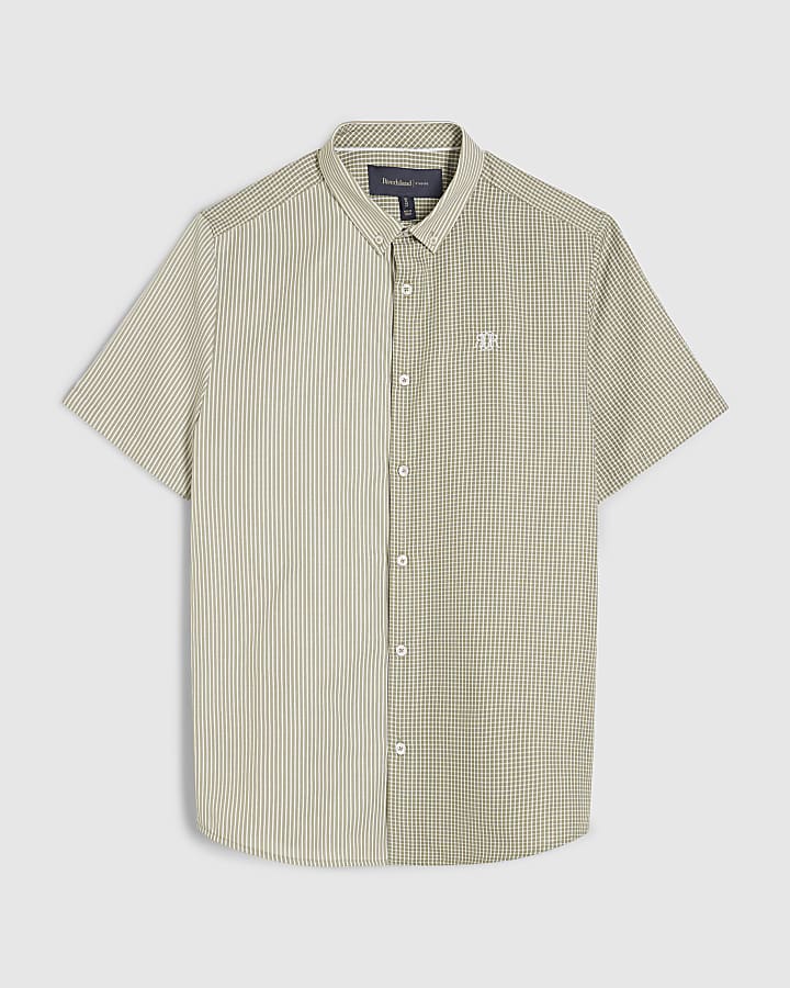 Green Slim Fit Spliced RR Shirt
